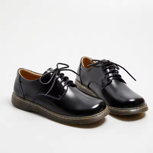 Women Loafers Shoes Genuine Leather Thick Heels Student Shoes Female British Style Lady Oxford Shoes Footwear