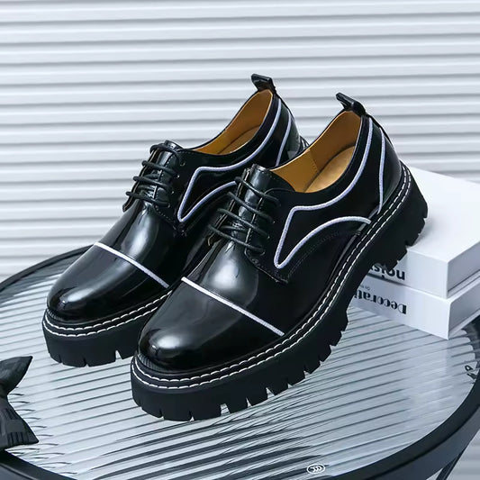 Leather shoes men office casual high platform leather shoes patent male harajuku streetwear korean vintage wedding shoe