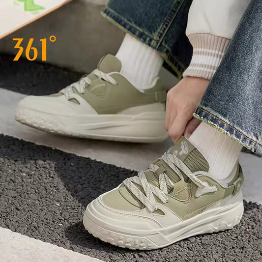 361 Degrees Women's Board Shoes Spring New Leisure Versatile Thick Soled Leather Stable Comfortable Female Sneaker 682516621