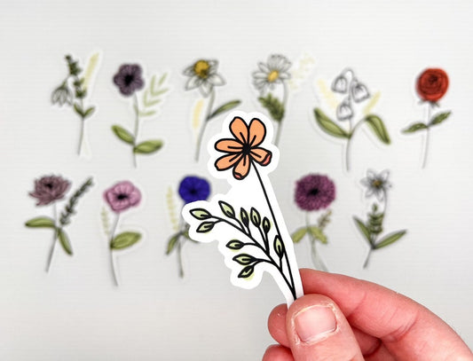 Birth Flower Waterproof Vinyl Stickers | Mama Stickers | Laptop Vinyl Decal | Water Bottle Vinyl Decal